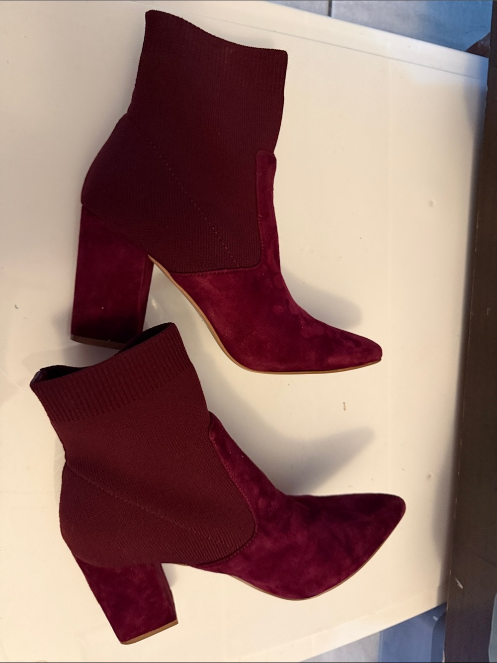 Steve madde Pointed Toe Heeled Boots in Burgundy US 8.5